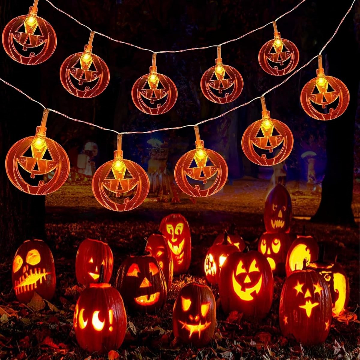 Halloween Led String Lights Orange - 1pc 20LED Orange Flat Hollow Halloween