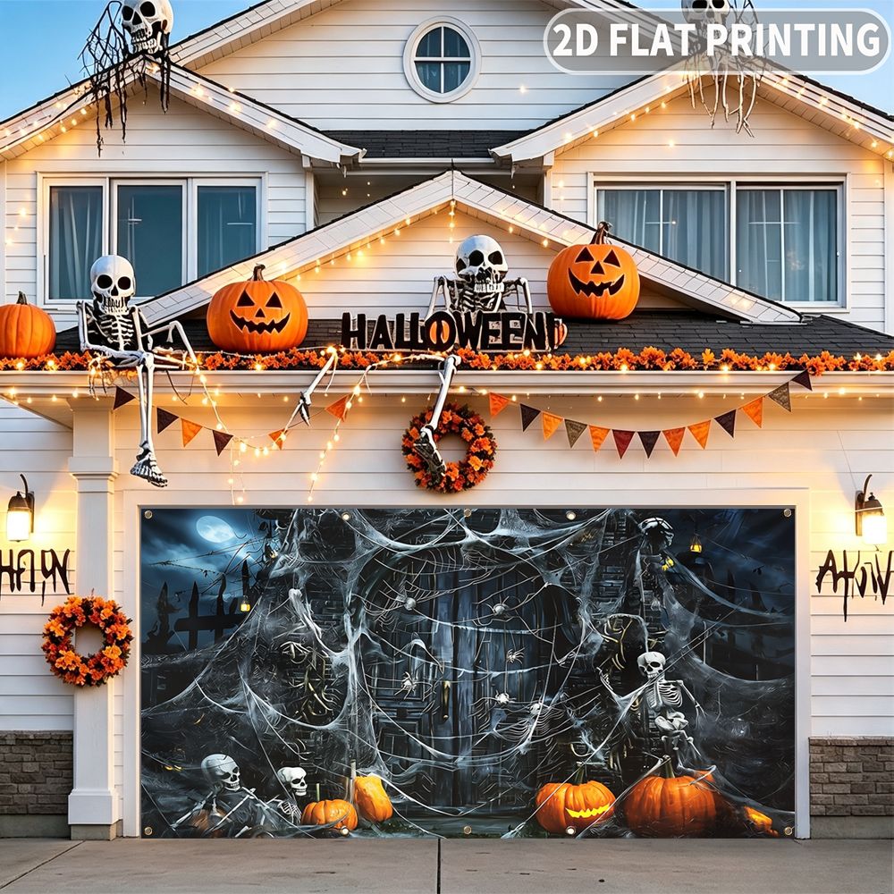 Spider Web Halloween Decoration - 1pc 2D FLAT Halloween Party Garage