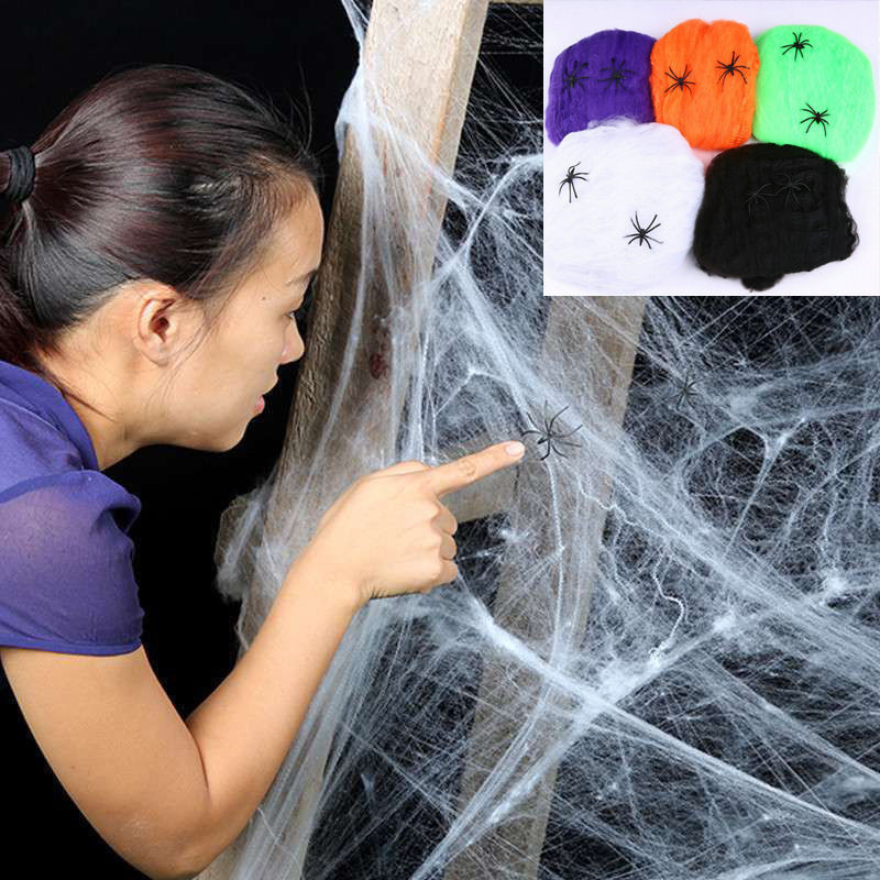 Spider Web Halloween Decoration - Halloween Scary Party Scene Props White