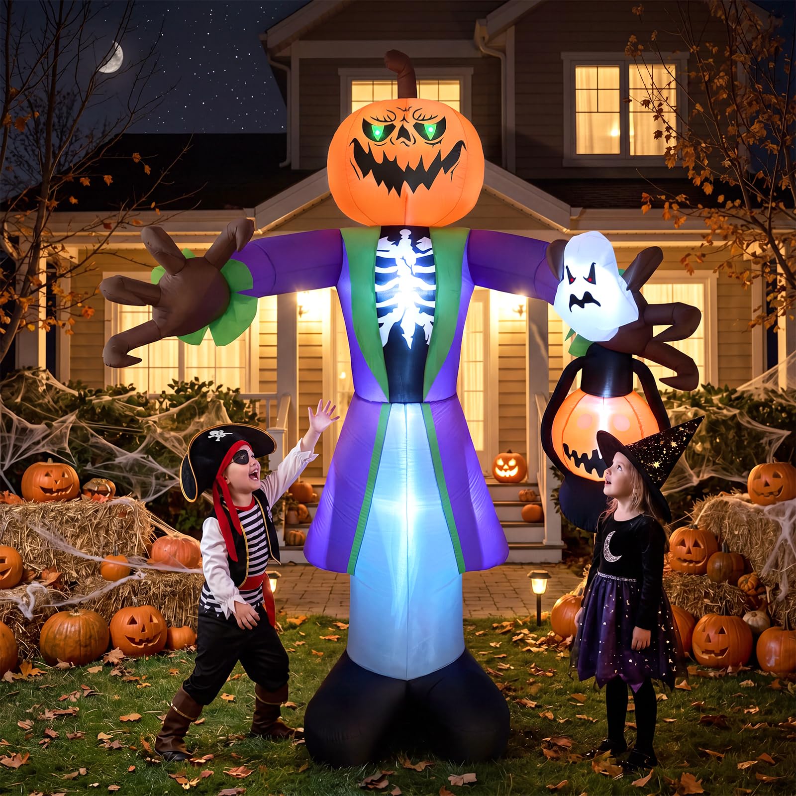 Pumpkin Lantern Halloween - 8ft Lighted Halloween Inflatable Pumpkin Zombie