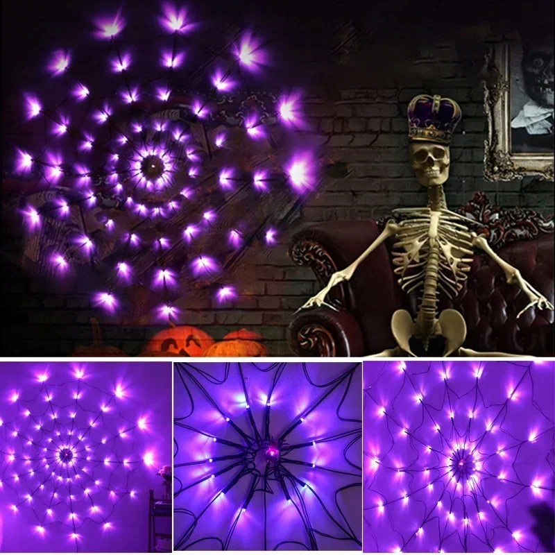 1-4PCS Halloween Spider Web LE - Halloween Led String Lights Orange review and price