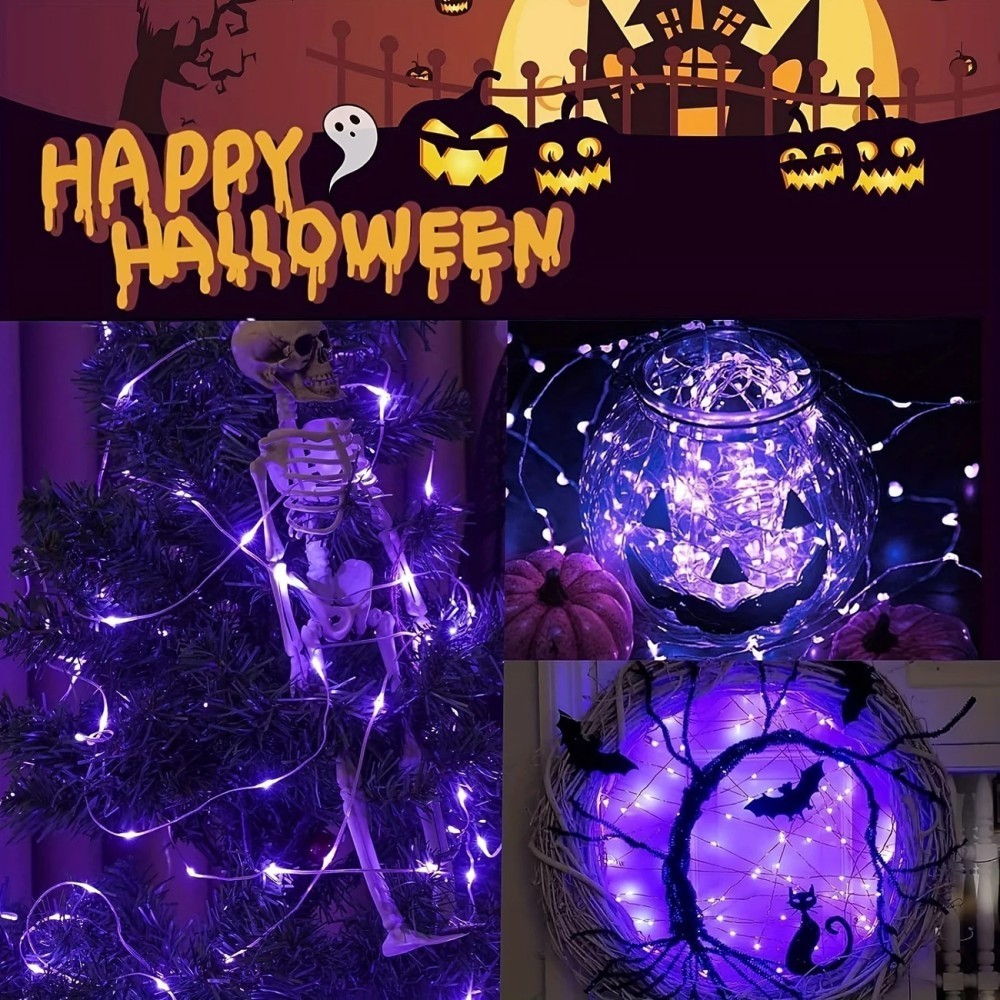 1PC 12M100LED Halloween Solar  - Halloween Led String Lights Orange review and price