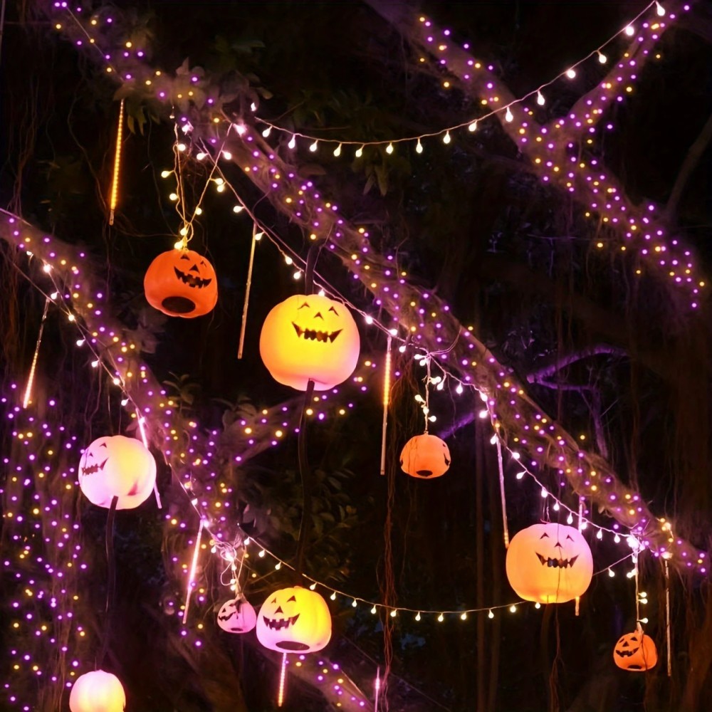 1PC 12M100LED Halloween Solar  - Halloween Led String Lights Orange review and price