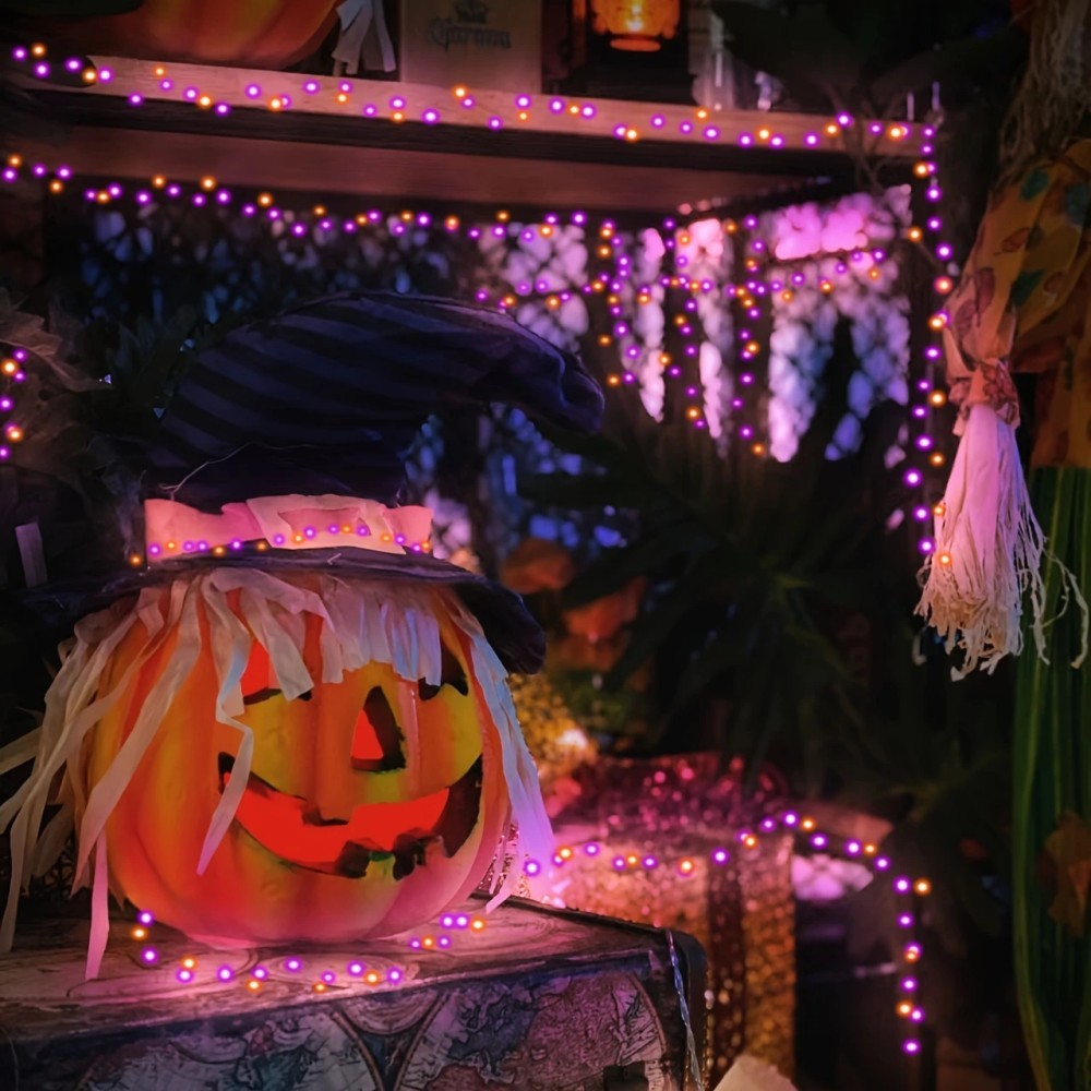 1PC 12M100LED Halloween Solar  - Halloween Led String Lights Orange review and price