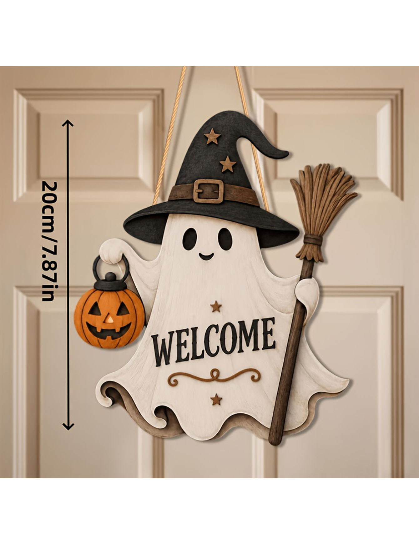 2D flat single-sided ghost doo - Pumpkin Lantern Halloween review and price