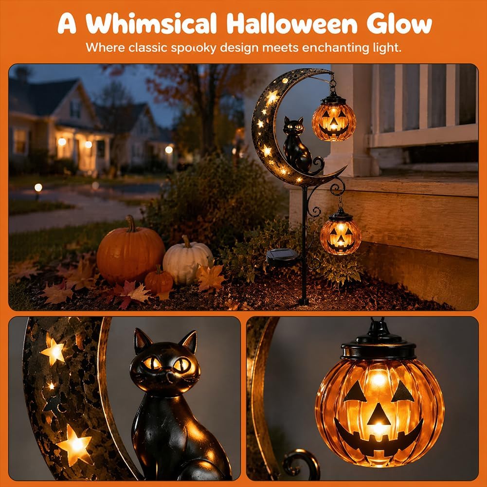 Solar Halloween Black Cat Pump - Pumpkin Lantern Halloween review and price