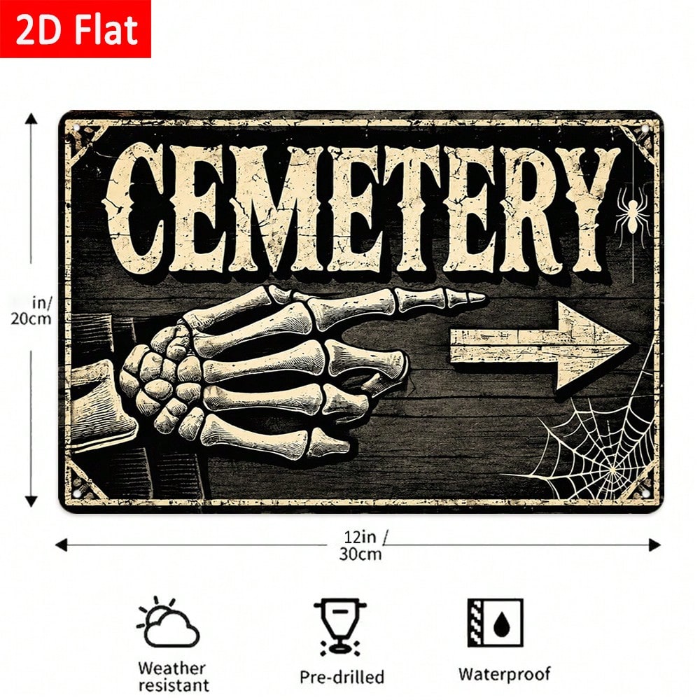 1pc 2D Flat Tin Sign - Vintage - Halloween Skeleton Decoration review and price