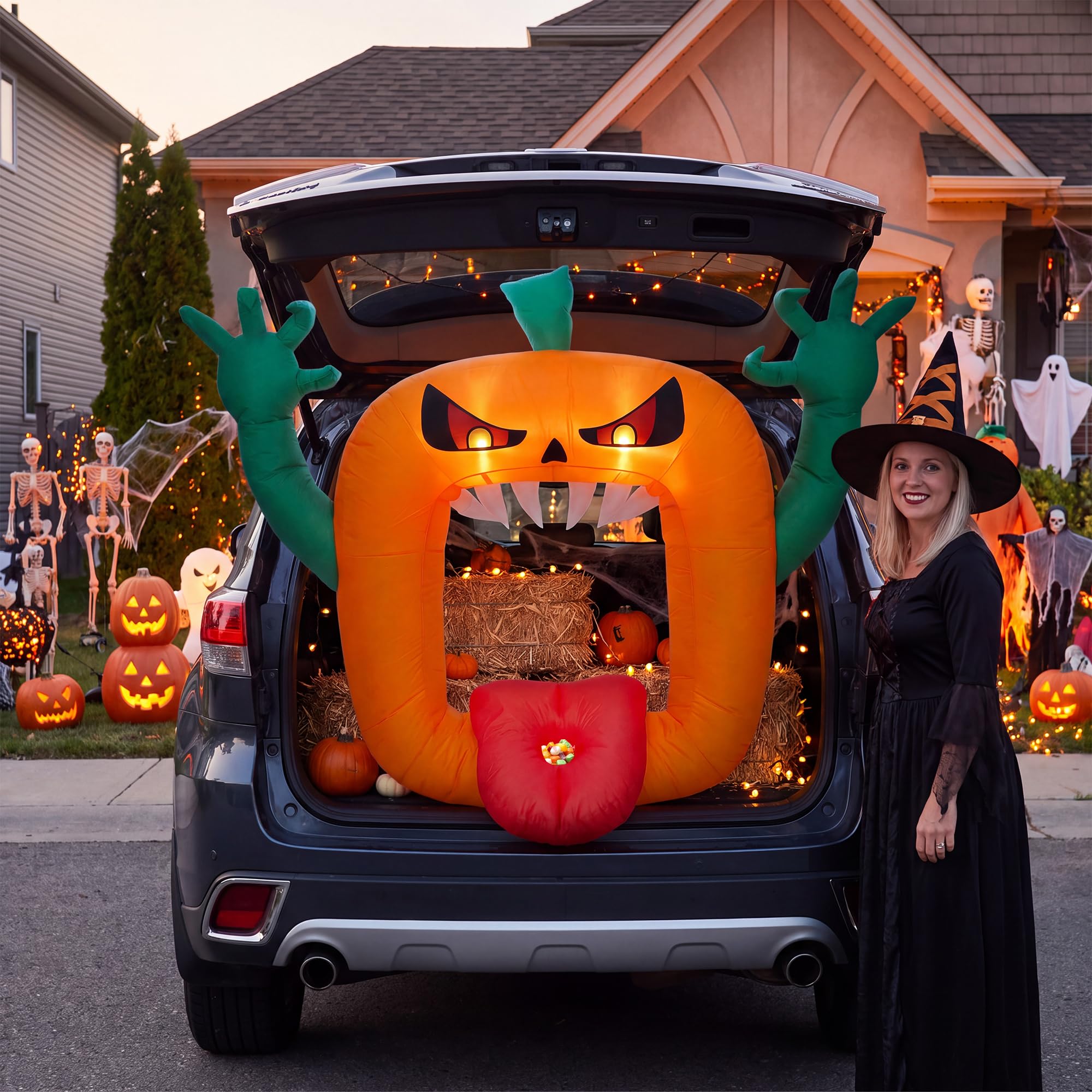 6FT Halloween Inflatables Scar - Halloween Pumpkin Decor Led review and price