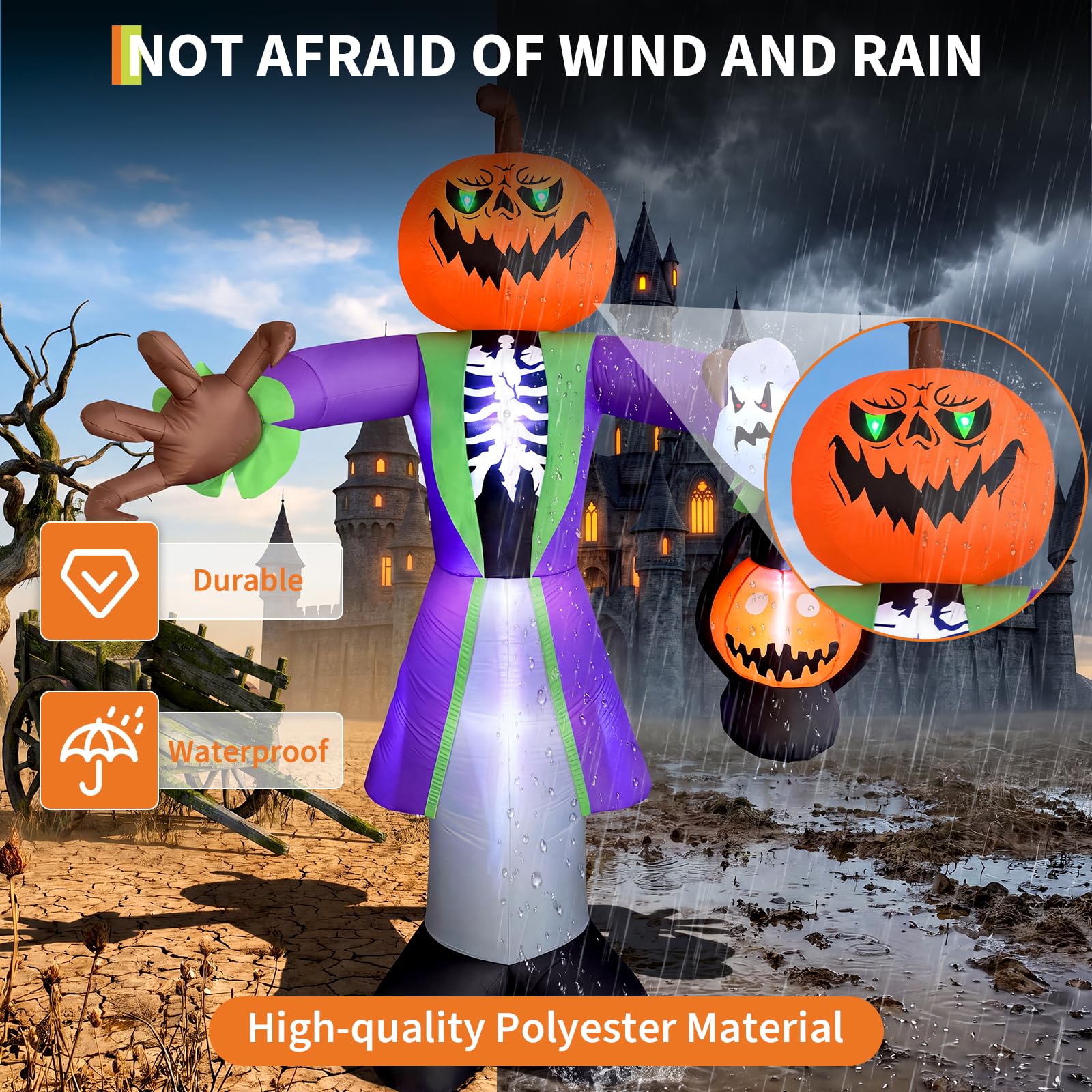 8ft Lighted Halloween Inflatab - Pumpkin Lantern Halloween review and price